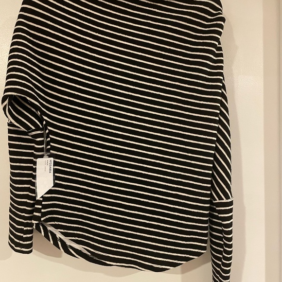 HYFVE Black and White Striped Off the Shoulder Boatneck Top - Picture 2 of 8